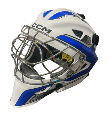 BRANKÁŘSKÁ MASKA CCM AXIS F5 JR WHITE-BLUE